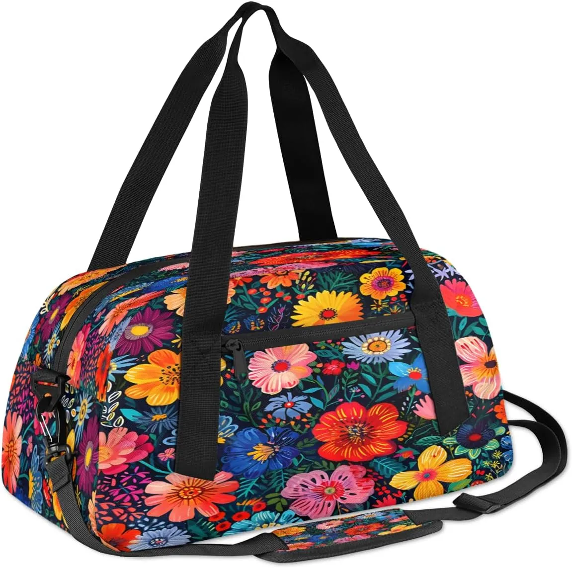 Boho Flower Blossom Kids Duffle Bag Boys Girls Small Sport Dance Gym Bag for Overnight Travel Weekender Carry On