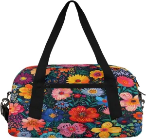 Boho Flower Blossom Kids Duffle Bag Boys Girls Small Sport Dance Gym Bag for Overnight Travel Weekender Carry On