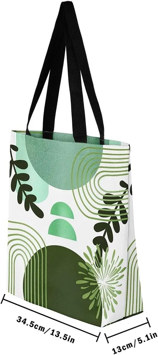 Boho Mid Century Canvas Tote Bag for Women,Abstract Geometric Handbag,Modern Minimalist Travel Shopping Bag