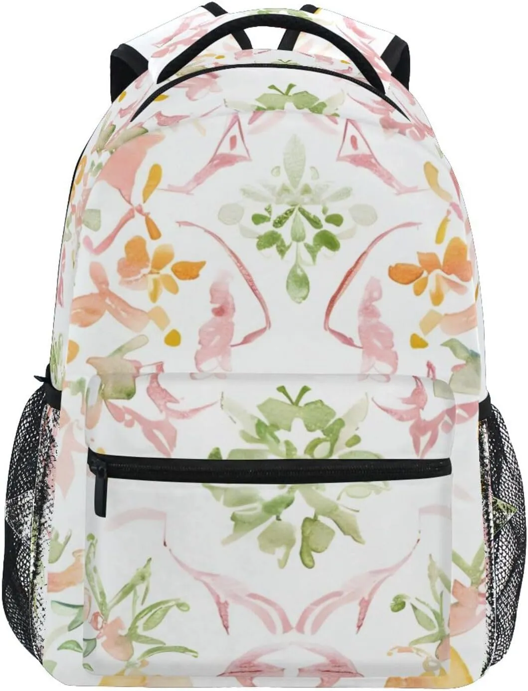 Bolaz Large Backpack Lightweight Shoulder Bag Striped Laptop Bag，Upgraded Backpack for School Unisex Travel Bag-Elegant Pastel Watercolor Ill