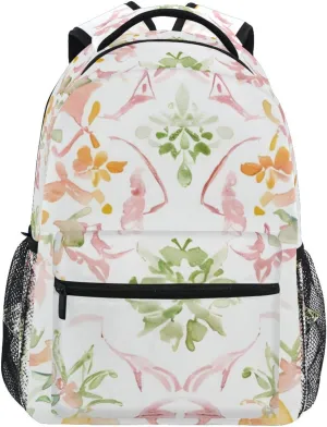 Bolaz Large Backpack Lightweight Shoulder Bag Striped Laptop Bag，Upgraded Backpack for School Unisex Travel Bag-Elegant Pastel Watercolor Ill