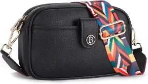 BOSTANTEN Crossbody Bags for Women Vegan Leather Purse Shoulder Handbags with Wide Strap Black