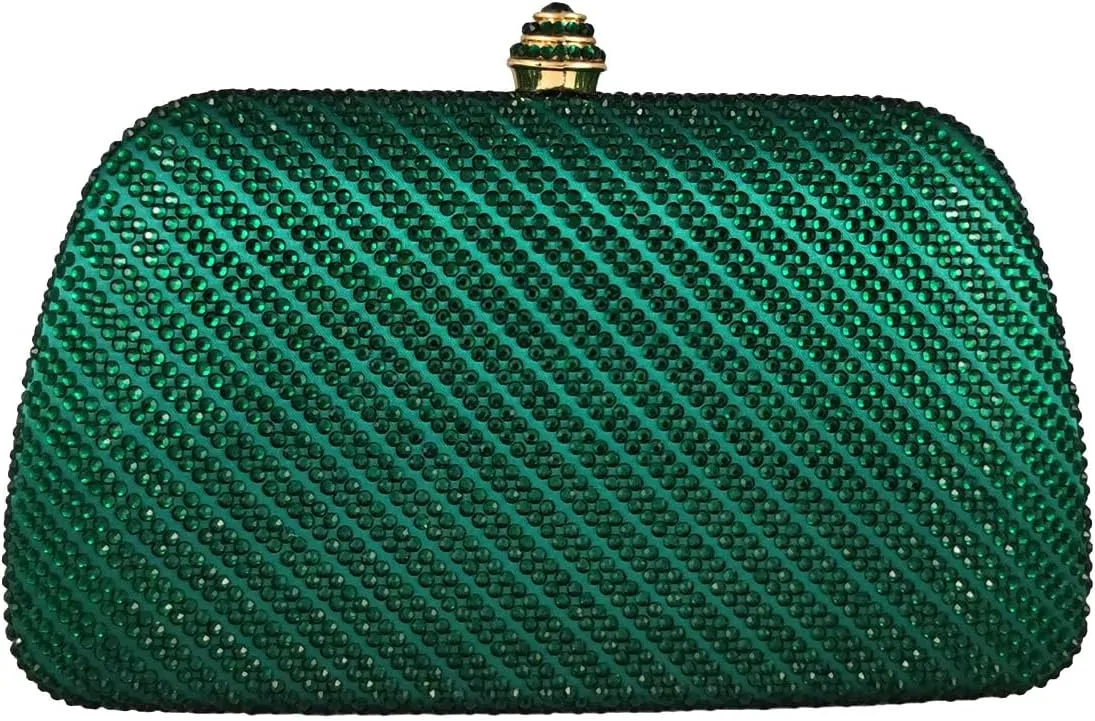 Boutique De FGG D Shape Women Crystal Evening Bags Formal Parties and Weddings Chic Clutch Purse Rhinestone Handbags, Mini