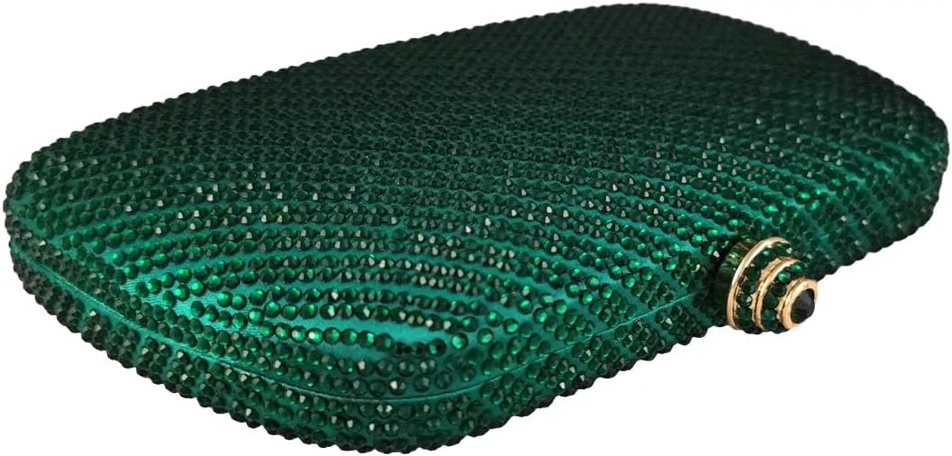 Boutique De FGG D Shape Women Crystal Evening Bags Formal Parties and Weddings Chic Clutch Purse Rhinestone Handbags, Mini