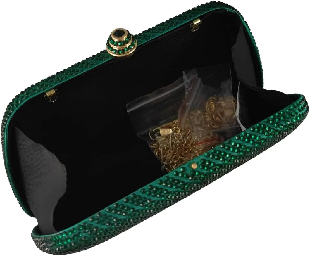 Boutique De FGG D Shape Women Crystal Evening Bags Formal Parties and Weddings Chic Clutch Purse Rhinestone Handbags, Mini