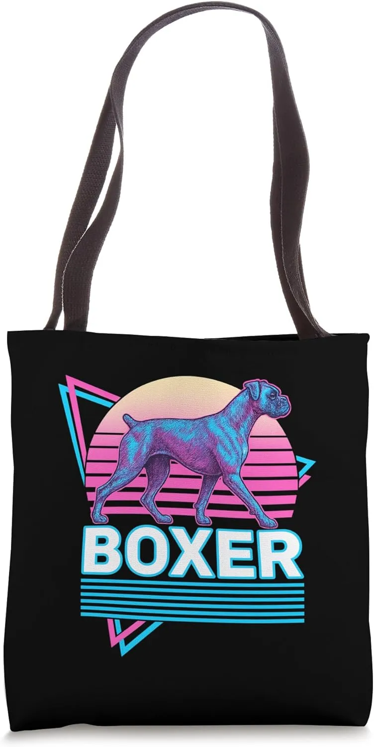 Boxer Dog Retro Vintage Synthwave Aesthetic Dog Lover Tote Bag