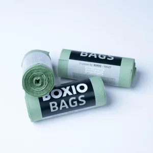 BOXIO - Bag Bundle, 3x 25 compostable garbage bags for camping toilet, bio-degradable bags for dry toilet, 10 l toilet bag, green.