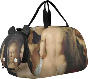 Boys Carry on Duffel Bag Rubens Art Venus Mirror Painting Overnight Weekender Duffel Girls Duffle Bags for Travel Shoe Compartment