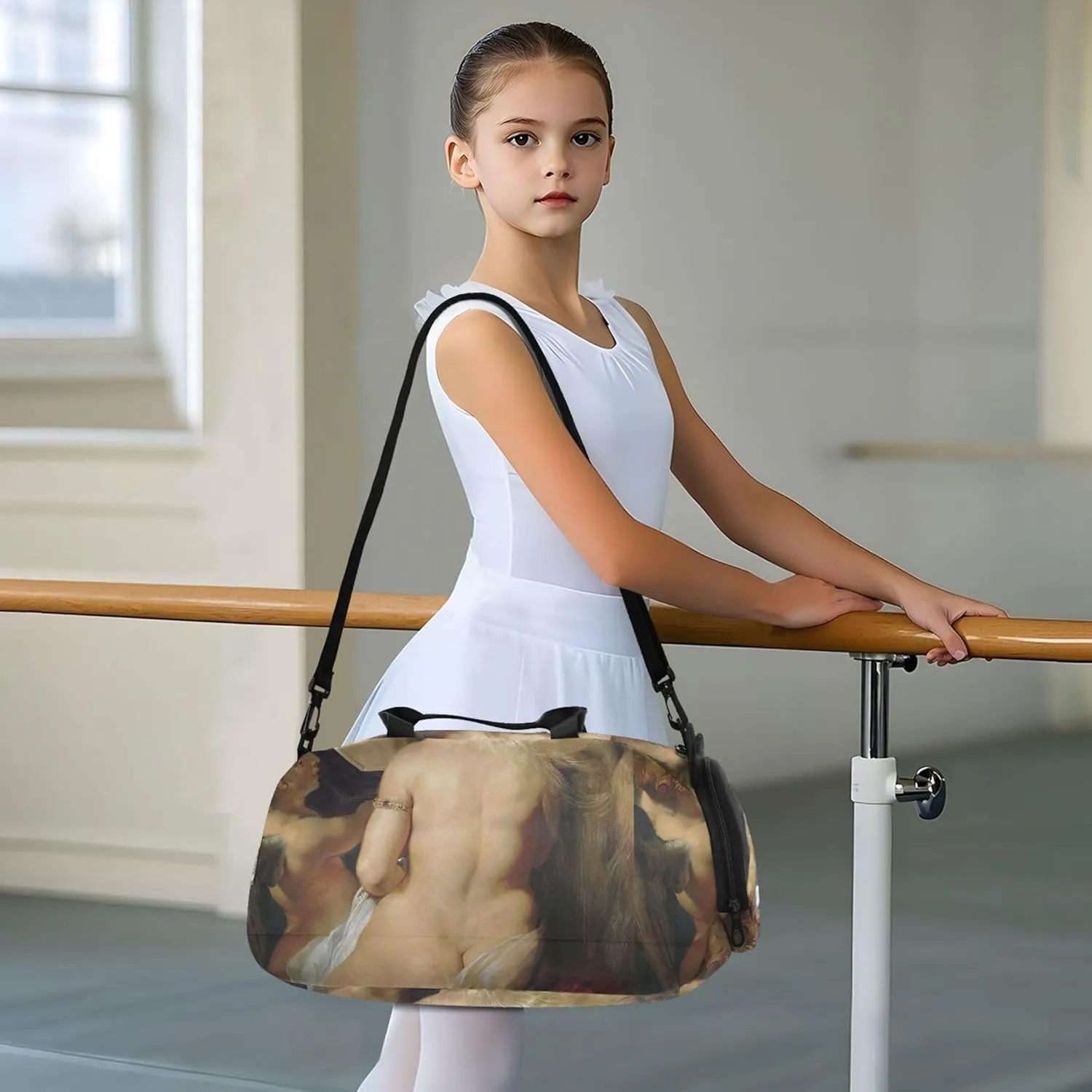 Boys Carry on Duffel Bag Rubens Art Venus Mirror Painting Overnight Weekender Duffel Girls Duffle Bags for Travel Shoe Compartment