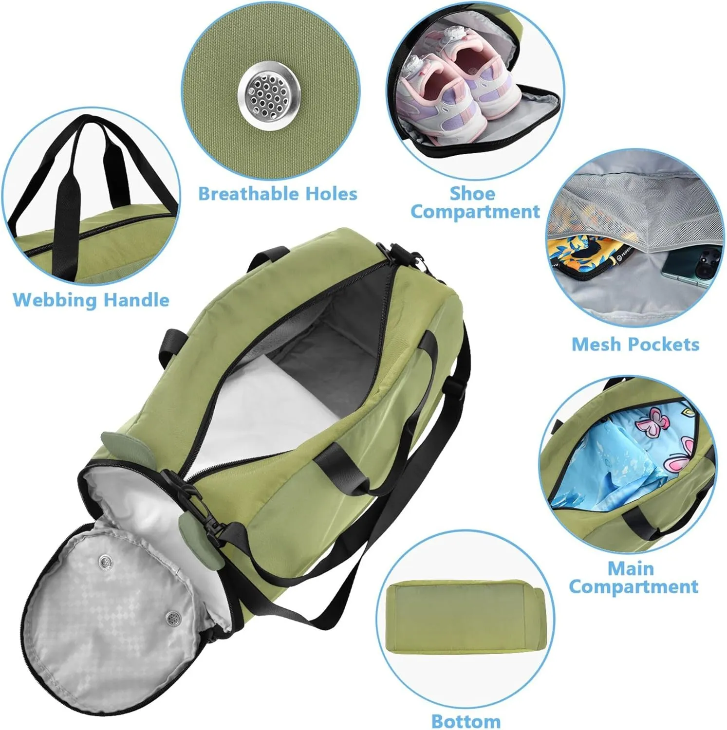 Boys Carry on Duffel Camouflage Green Mustard Gradient Overnight Bags Toddler Girls Duffle Bags for Travel with Shoulder Strap
