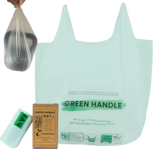 BPI certified 3 Gallon Compostable Kitchen Compost Bin Liners Trash Bags with Handles ASTM D6400 OK Home Seedling California (100)