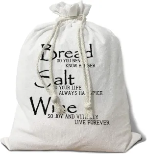 Bread Salt Wine Housewarming Gift for Baker Bread Wine Salt Beeswax Breads Bags for Sourdough Rounds, Linen Bread Bag for Bread Baking Supplies Reusable Storage Homemade Breads Box