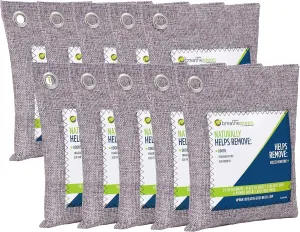 Breathe Green Charcoal Odor Eliminator Bags (10-Pack) | Activated Bamboo Charcoal Deodorizer | Natural Freshener Removes Odor &Moisture | Odor Eliminator for Car, Closet, Bathroom, Gym Bag, Shoes