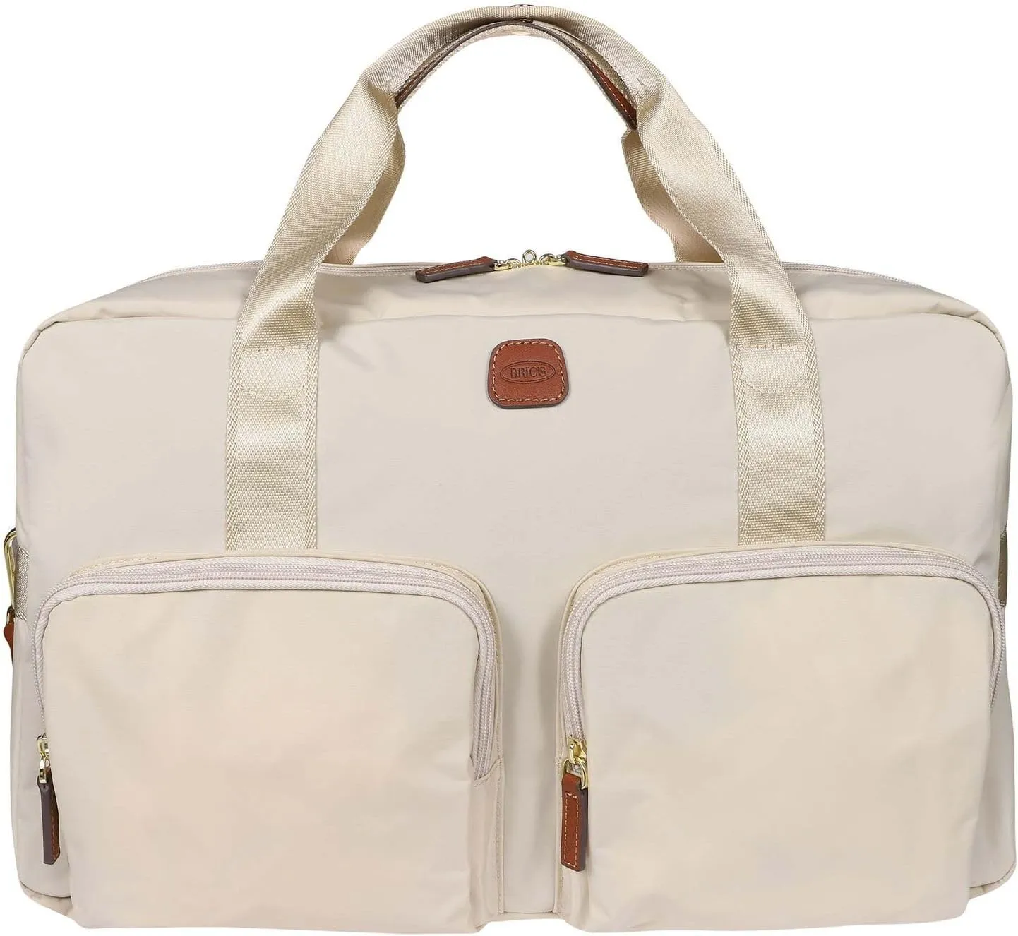 Bric's X-BAG 18-Inch Cargo Duffle Bag - Luxury Travel Bag with Luggage Sleeve - Carry On Bag and Weekender Bag Made from Durable Satin Nylon - Beige