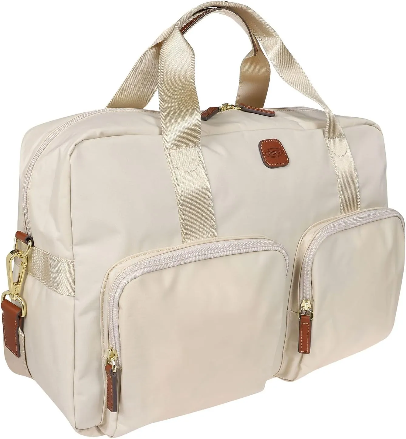 Bric's X-BAG 18-Inch Cargo Duffle Bag - Luxury Travel Bag with Luggage Sleeve - Carry On Bag and Weekender Bag Made from Durable Satin Nylon - Beige