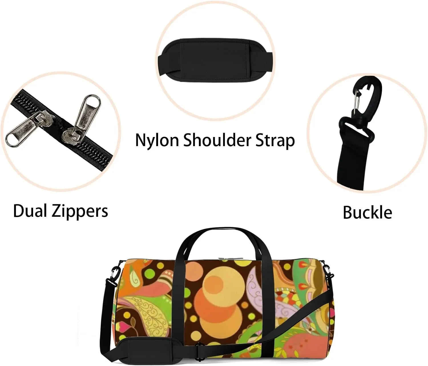 Bright Abstract Seamless Texture Sports Bag Tote Bag Waterproof Gym Bag with Shoulder Strap Zipper 2 Side Pockets for Men and Women, Travel and Storage Shoulder Bag.