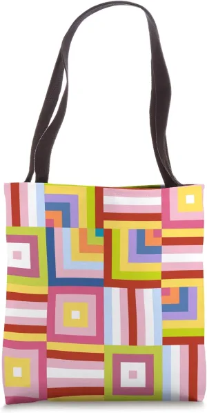 Bright Geometric Cheater Quilt Tote Bag