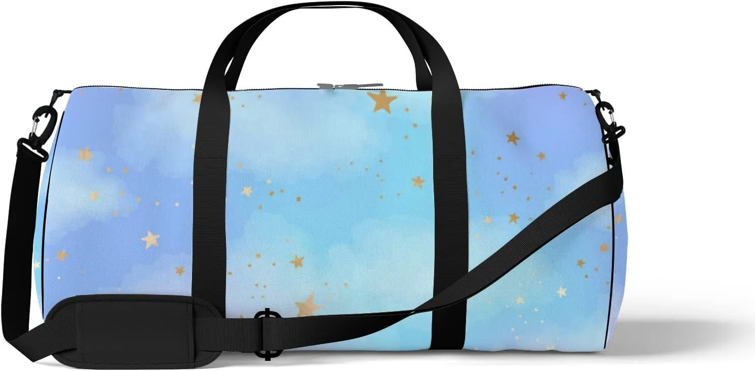 Bright Gold Constellations Sports Bag Tote Bag Waterproof Gym Bag with Shoulder Strap Zipper 2 Side Pockets for Men and Women, Travel and Storage Shoulder Bag.