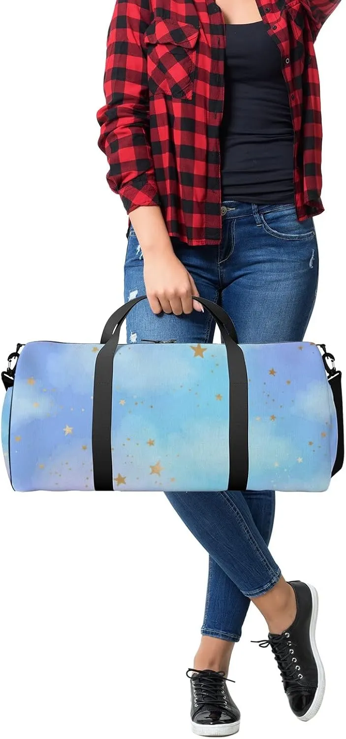 Bright Gold Constellations Sports Bag Tote Bag Waterproof Gym Bag with Shoulder Strap Zipper 2 Side Pockets for Men and Women, Travel and Storage Shoulder Bag.