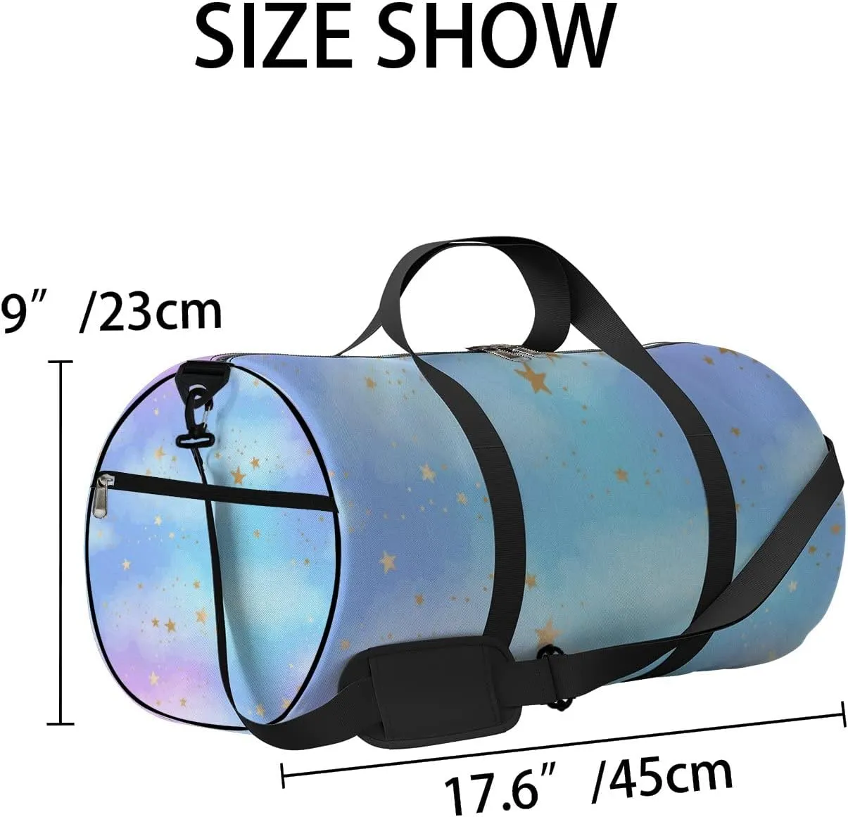 Bright Gold Constellations Sports Bag Tote Bag Waterproof Gym Bag with Shoulder Strap Zipper 2 Side Pockets for Men and Women, Travel and Storage Shoulder Bag.