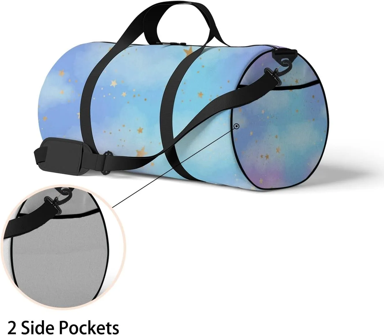 Bright Gold Constellations Sports Bag Tote Bag Waterproof Gym Bag with Shoulder Strap Zipper 2 Side Pockets for Men and Women, Travel and Storage Shoulder Bag.