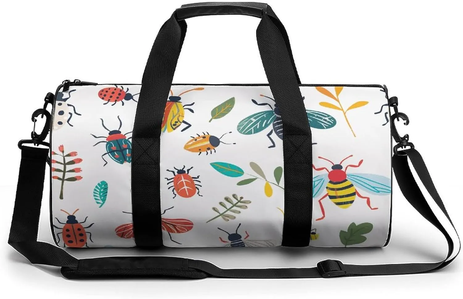 Bright Insect Pattern Gym Bag Small Travel Duffle Bag with Compartment Carry On Weekender Bag for Women Men