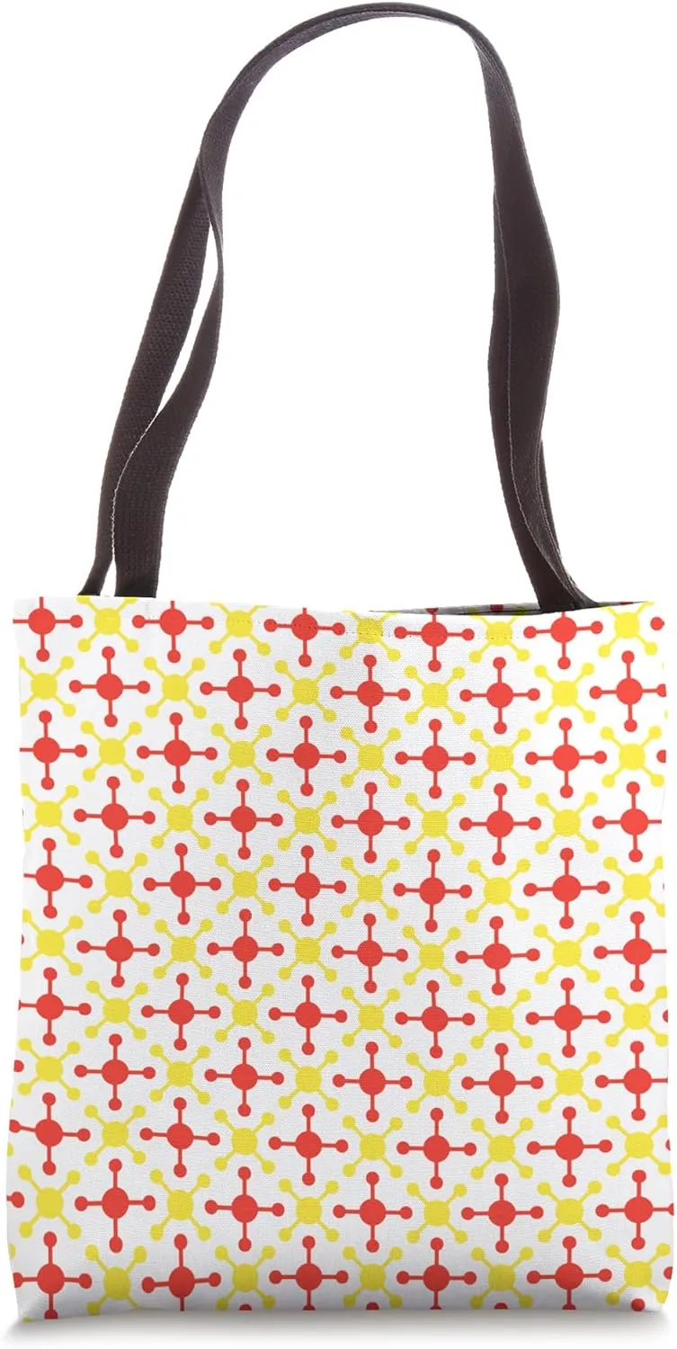 Bright Red Sunflower Yellow Molecule Spaceship Pattern Tote Bag