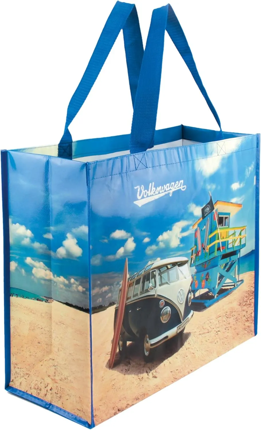 BRISA VW Collection - Volkswagen Reusable Polyester Shopping Bag Grocery Sack with T1 Bus Campervan Motif
