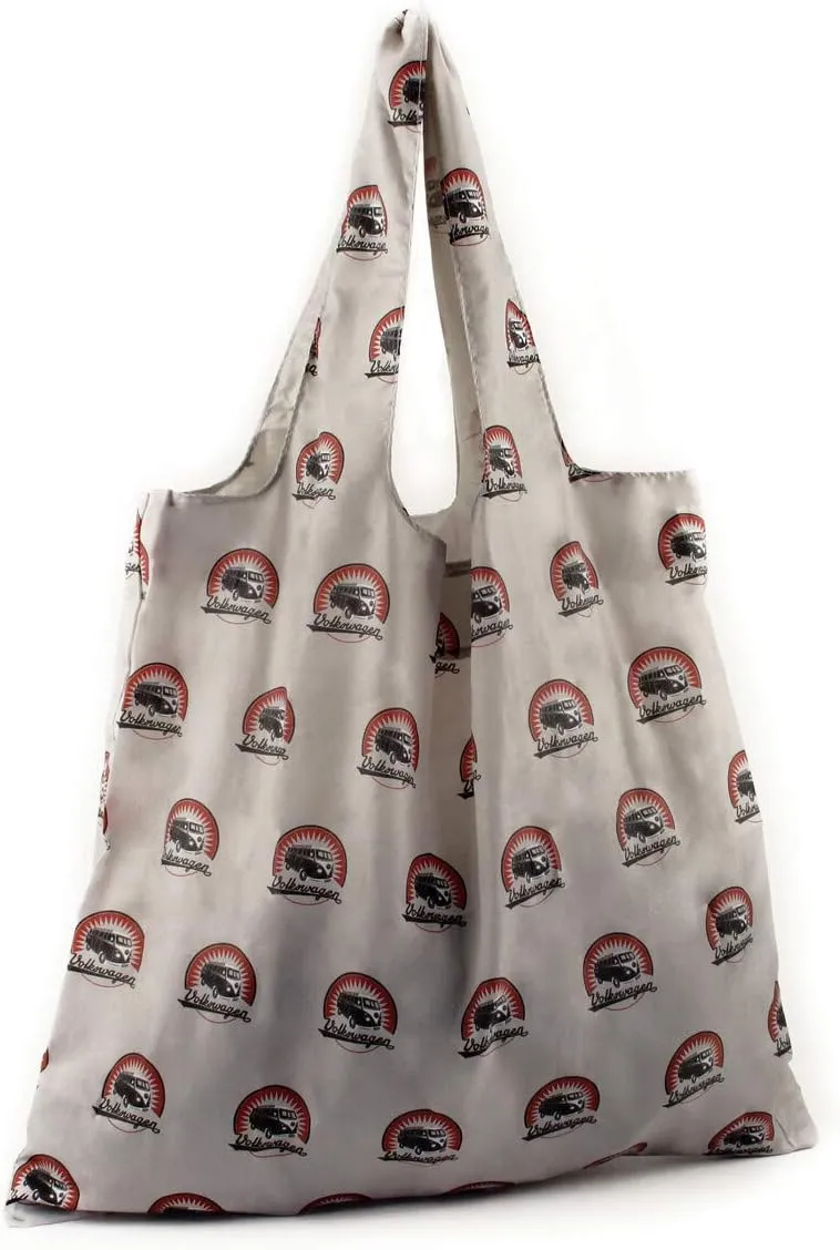 BRISA VW Collection - Volkswagen Reusable Polyester Shopping Bag Grocery Sack with T1 Bus Campervan Motif