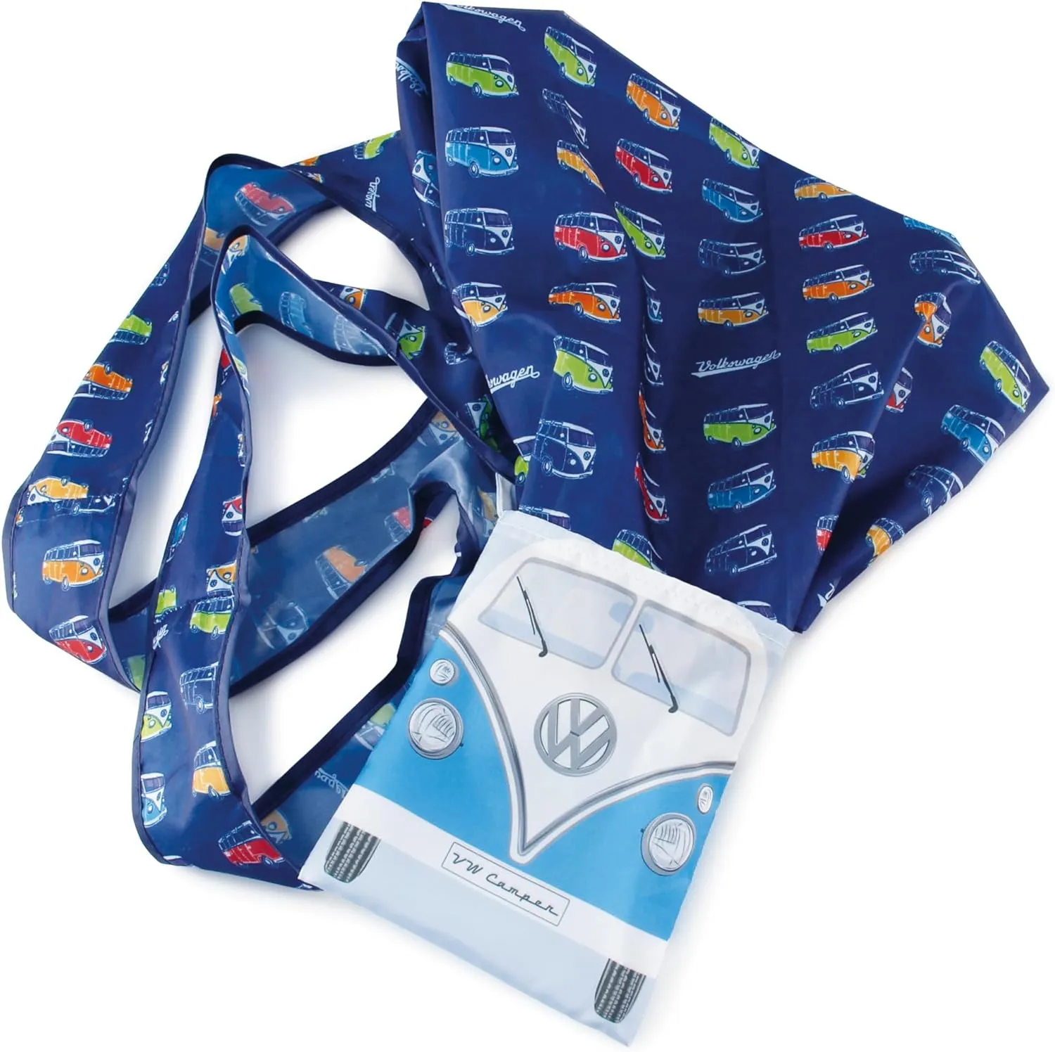 BRISA VW Collection - Volkswagen Reusable Polyester Shopping Bag Grocery Sack with T1 Bus Campervan Motif