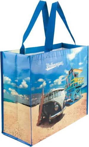BRISA VW Collection - Volkswagen Reusable Polyester Shopping Bag Grocery Sack with T1 Bus Campervan Motif