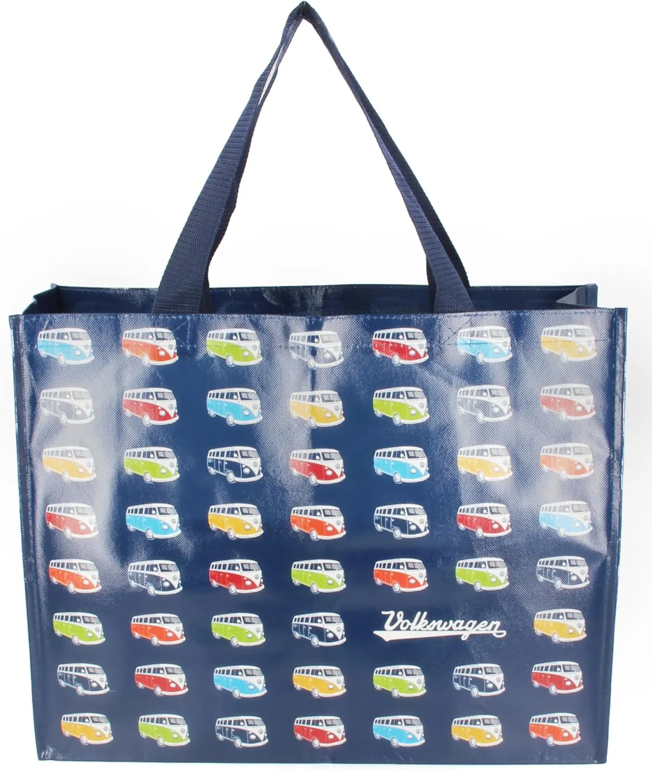 BRISA VW Collection - Volkswagen Reusable Polyester Shopping Bag Grocery Sack with T1 Bus Campervan Motif