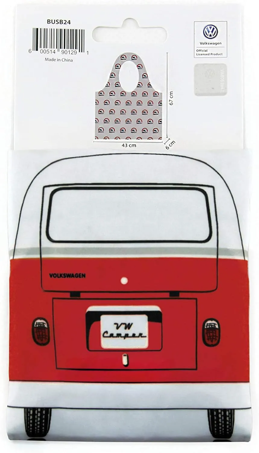 BRISA VW Collection - Volkswagen Reusable Polyester Shopping Bag Grocery Sack with T1 Bus Campervan Motif