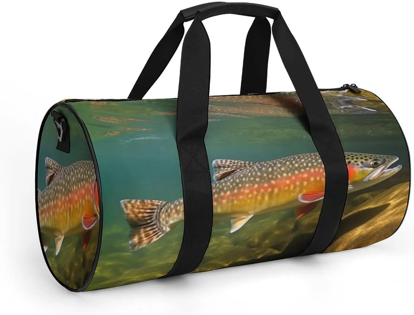 Brook Trout Fly Fishing Gym Bag Small Travel Duffle Bag with Compartment Carry On Weekender Bag for Women Men