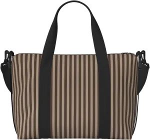 Brown Strip Print Hand Travel Bag,Gym Bag,Weekend Travel Overnight Bag,Tote Bag Sports Bag For Women Men