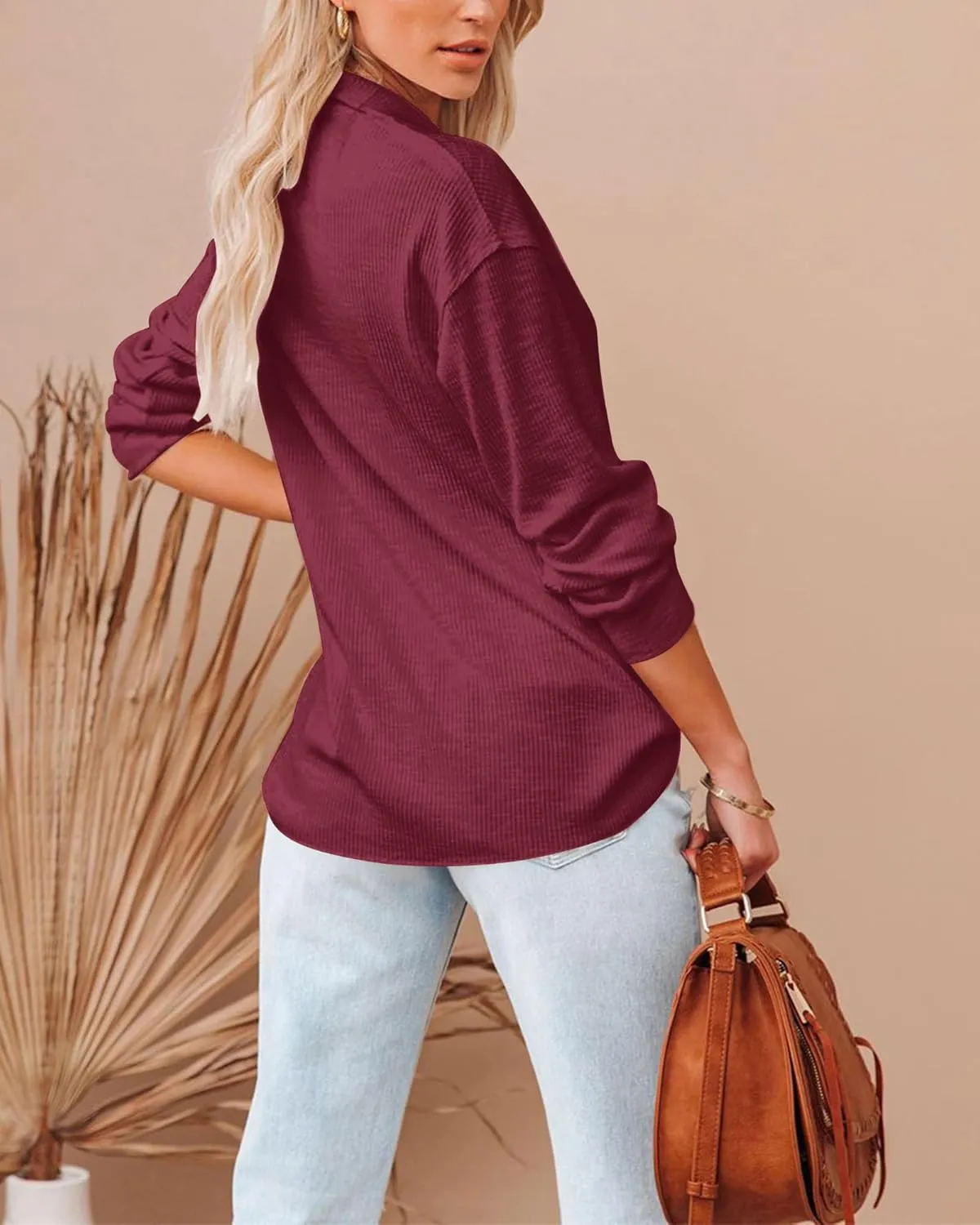BTFBM Women Casual Button Down Fall Blouses 2025 Long Sleeve Solid Business Work Tops Cute Relaxed Fit Shirts