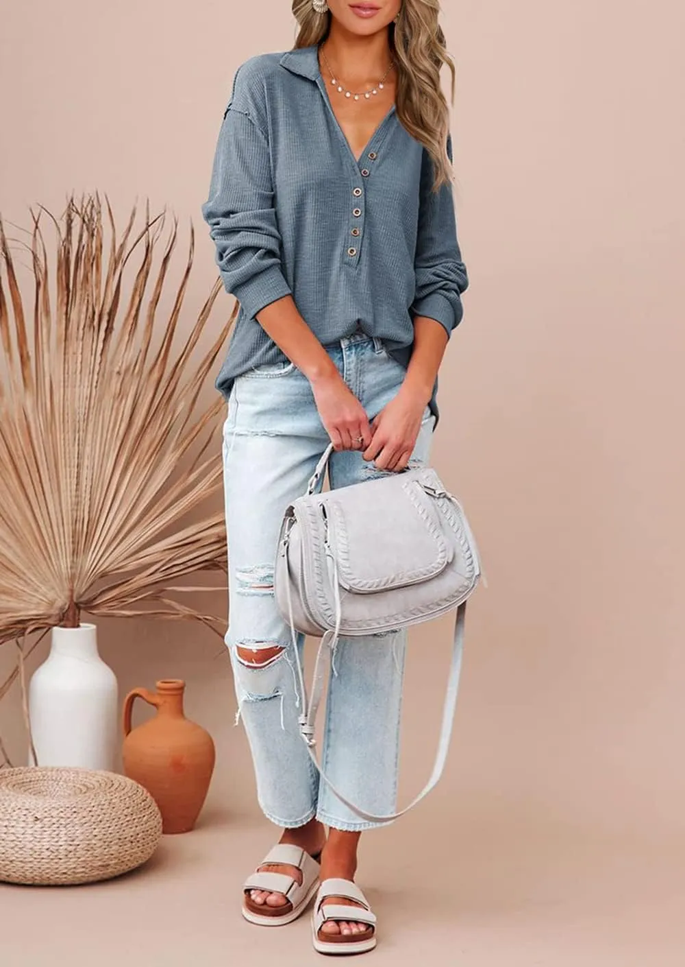 BTFBM Women Casual Button Down Fall Blouses 2025 Long Sleeve Solid Business Work Tops Cute Relaxed Fit Shirts
