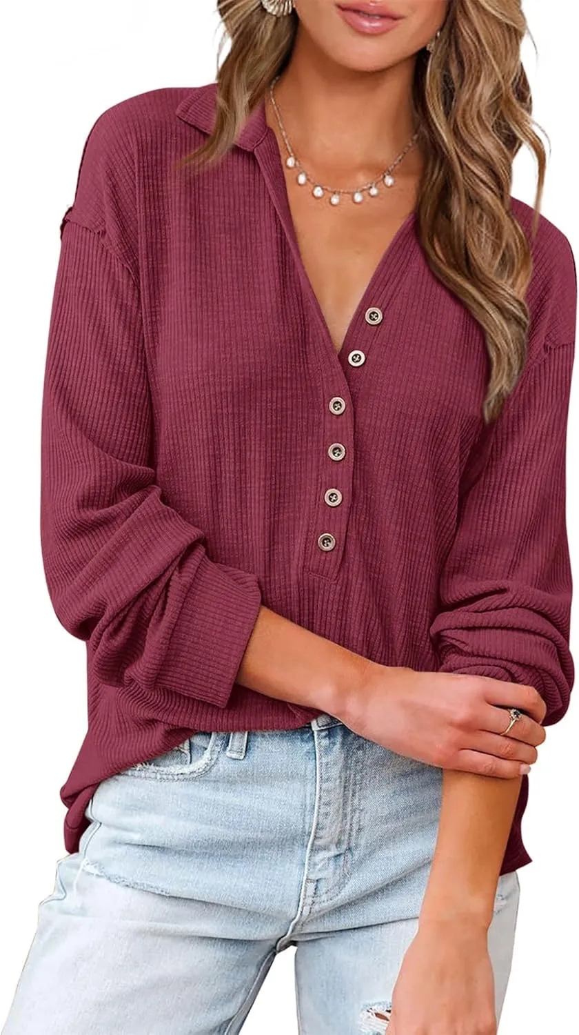 BTFBM Women Casual Button Down Fall Blouses 2025 Long Sleeve Solid Business Work Tops Cute Relaxed Fit Shirts