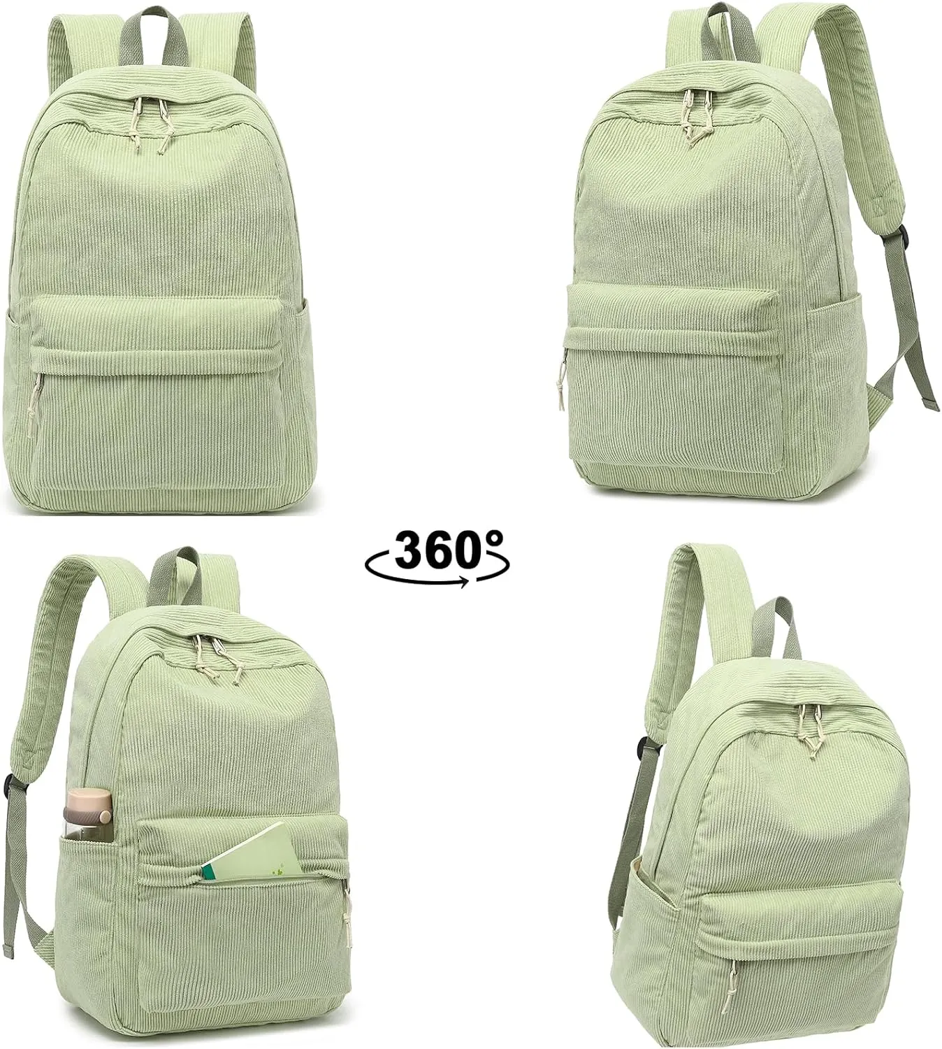 BTOOP School Backpack for Teens Large Corduroy Bookbag Lightweight Girls Boys Casual High School College 17 inch Laptop Travel Bag