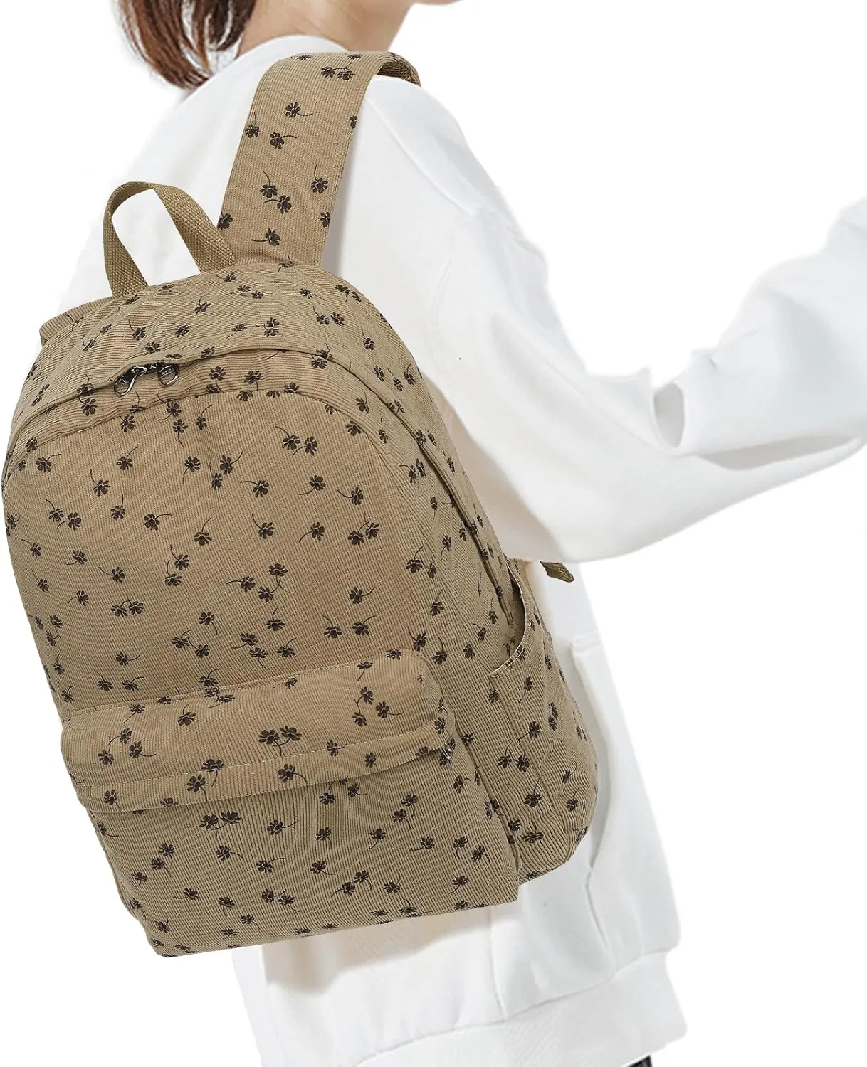 BTOOP School Backpack for Teens Large Corduroy Bookbag Lightweight Girls Boys Casual High School College 17 inch Laptop Travel Bag