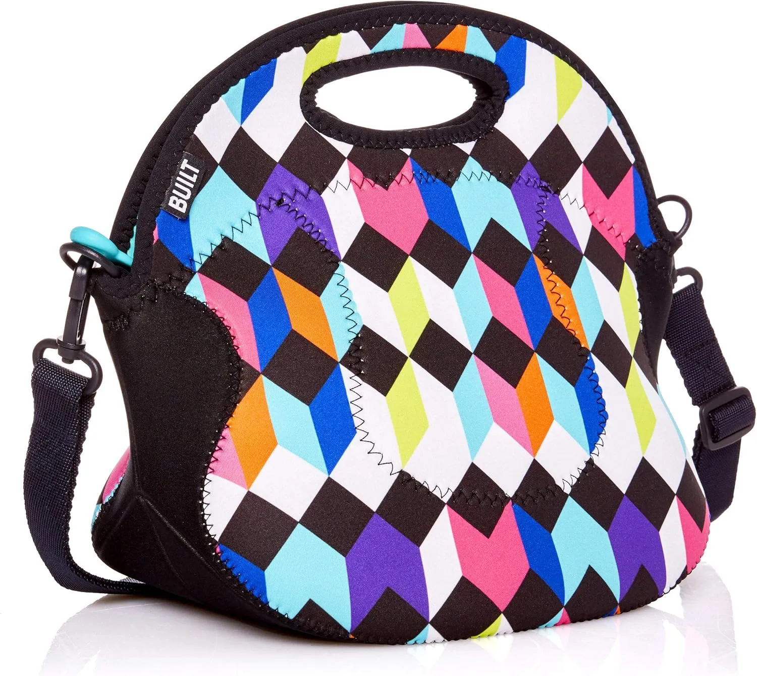 BUILT Spicy Relish Tote Neoprene Lunch Bag with Adjustable Crossbody Strap Geometric 5252304