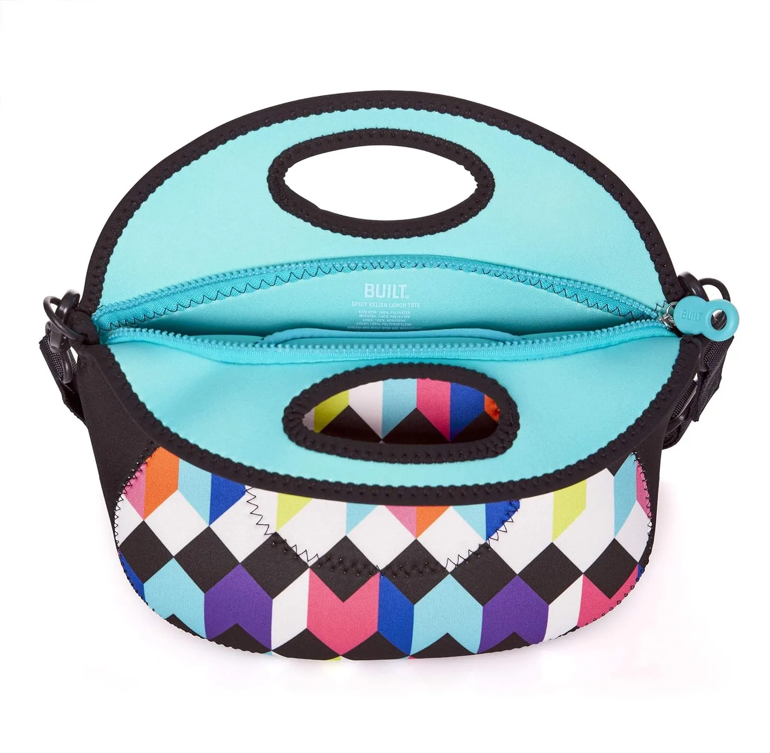 BUILT Spicy Relish Tote Neoprene Lunch Bag with Adjustable Crossbody Strap Geometric 5252304
