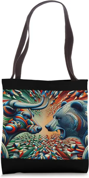 Bull vs Bear Epic Battle: Battle For Stock Market Dominance Tote Bag