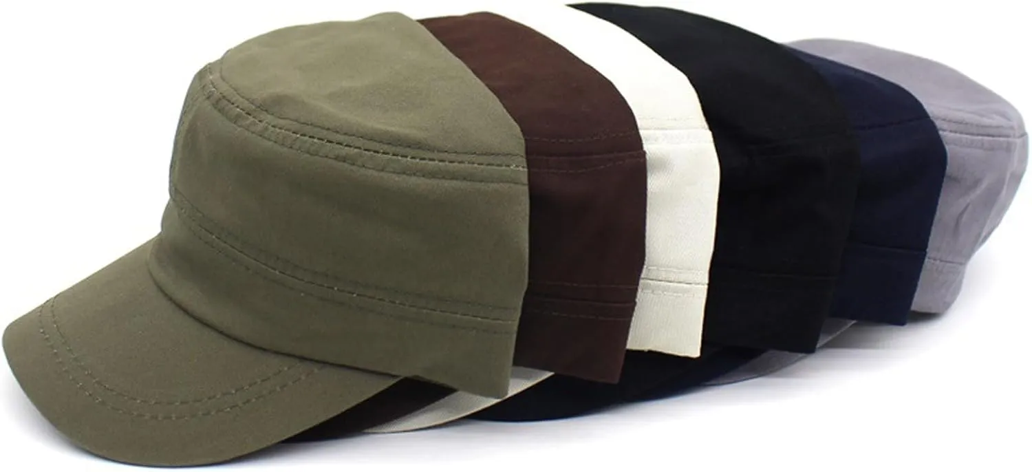 Cadet Army Cap Combat Fishing Flat Cap Men Unisex Adjustable Daily Sports Camping Hat Flat Top Baseball Caps