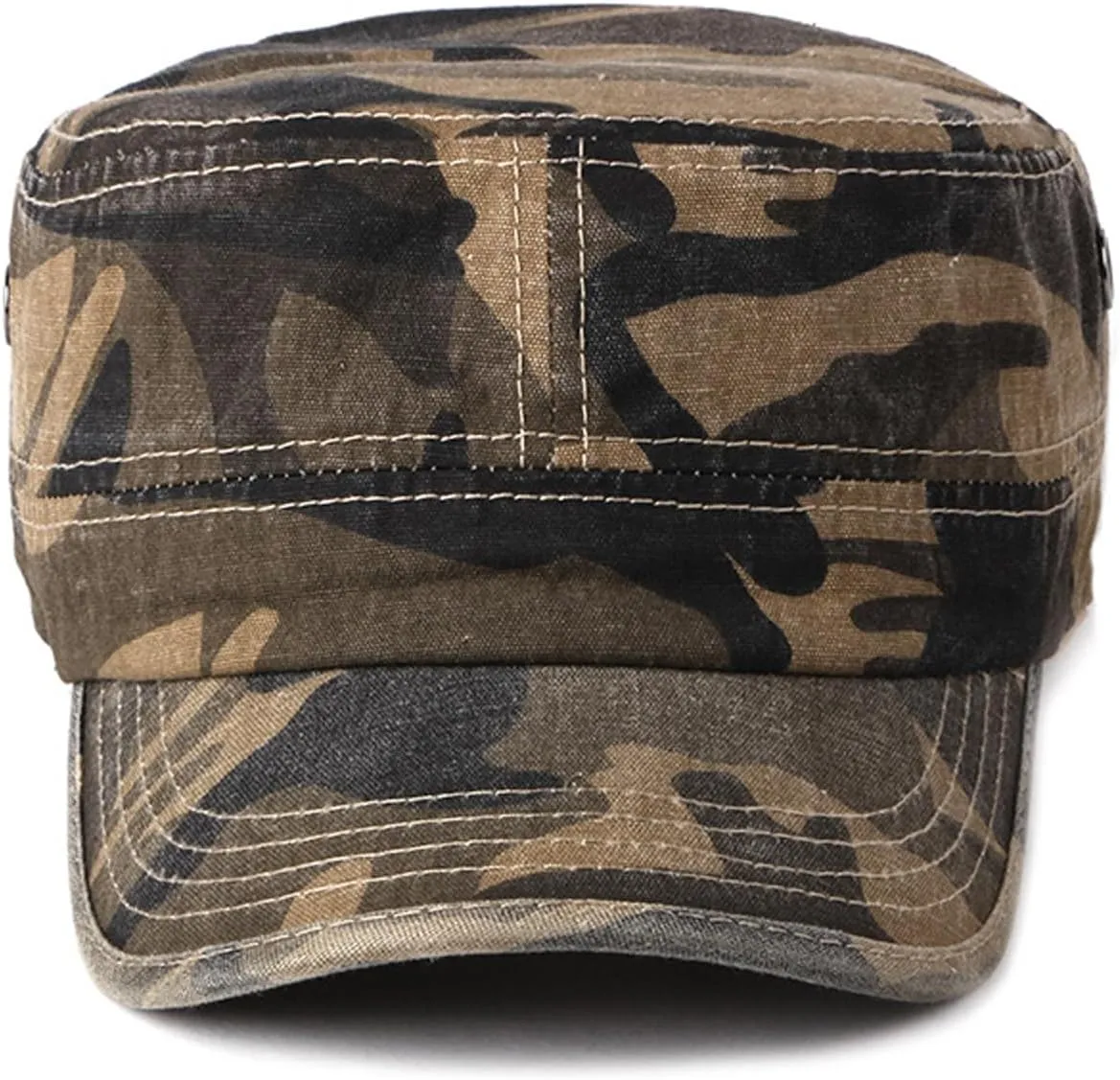 Cadet Army Cap Vintage Camouflage Hats for Men Women Flat Top Baseball Caps Camo Cadet Combat Fishing Cap Adjustable