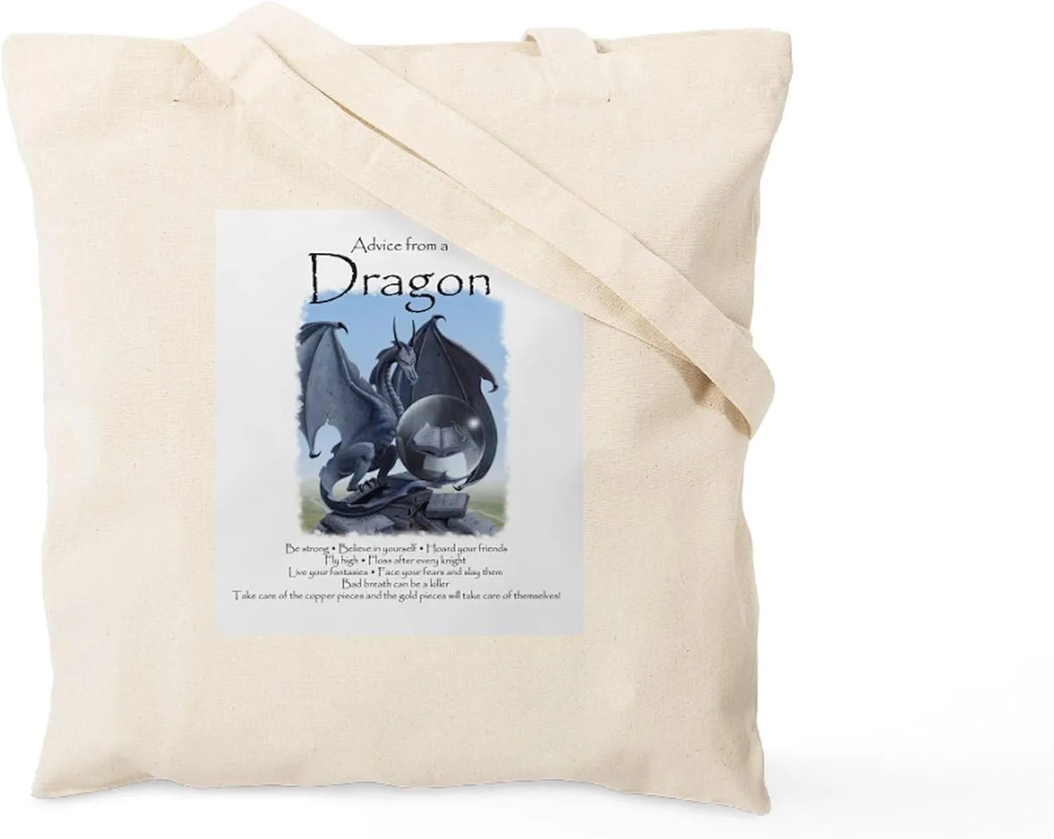 CafePress Advice From A Dragon Tote Bag Natural Canvas Tote Bag, Reusable Shopping Bag