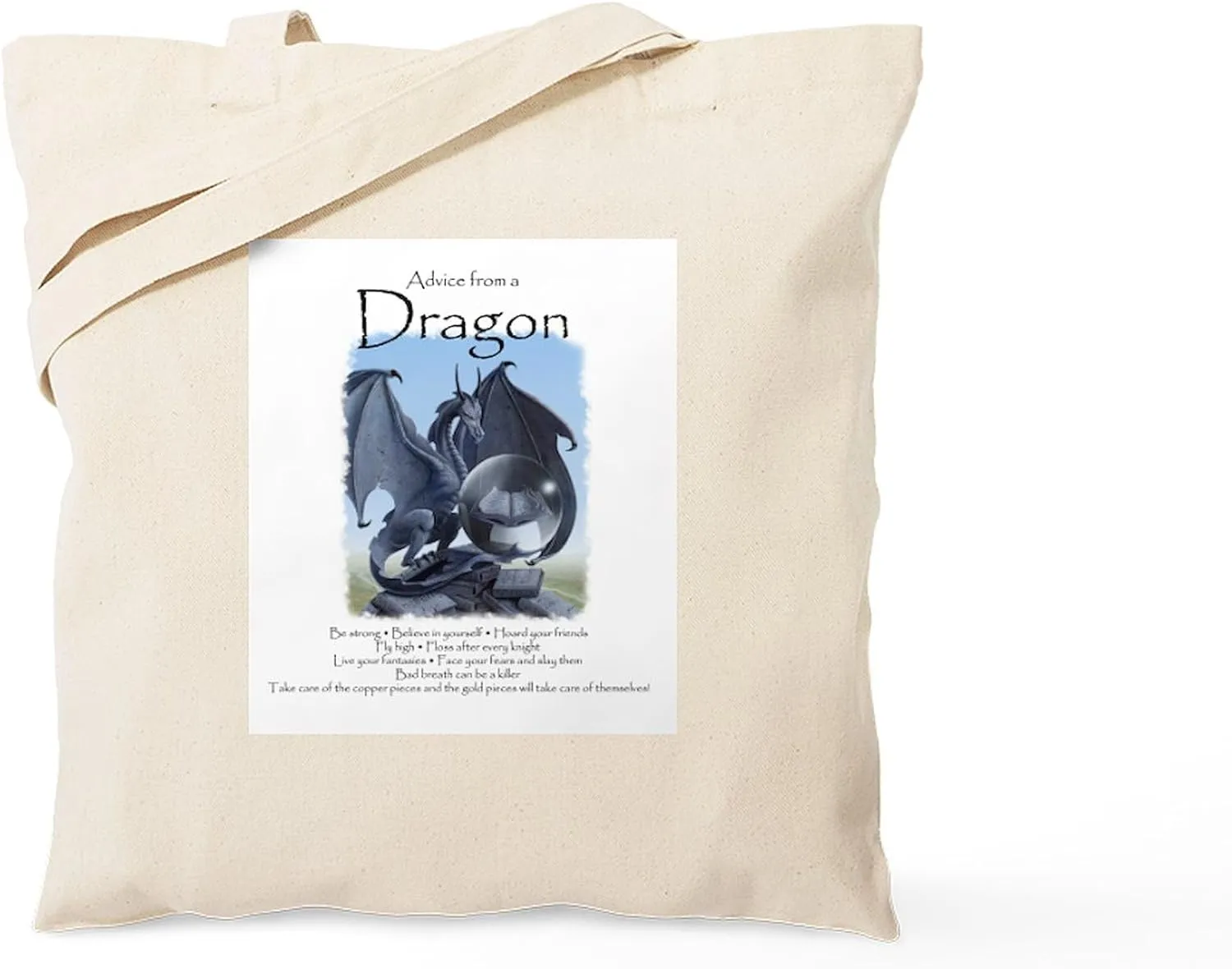 CafePress Advice From A Dragon Tote Bag Natural Canvas Tote Bag, Reusable Shopping Bag