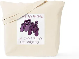 CafePress Be Nice To Bacteria Tote Bag Reusable Natural Beige Canvas Shopping Bag