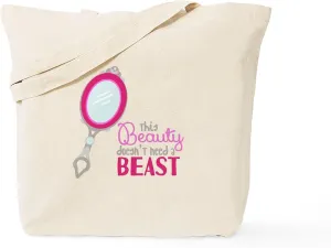 CafePress Beauty & Beast Tote Bag Reusable Natural Beige Canvas Shopping Bag