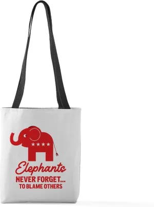 CafePress Elephants Blame Others Red Small Tote Bag 13"x13" Reusable Grocery Shopping Sling Tote Bag